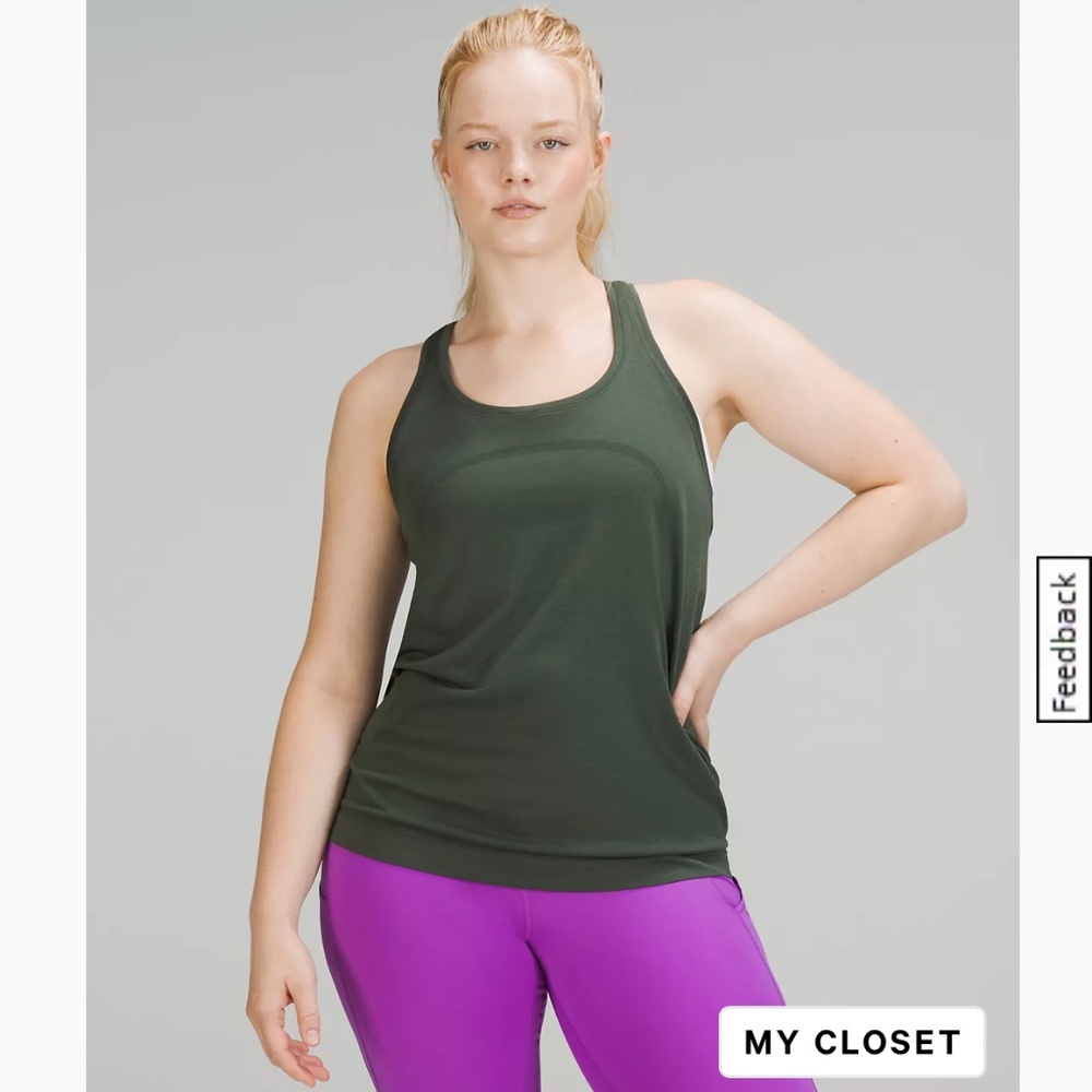 Lululemon swiftly tank 2.0 smoked spruce sz 10